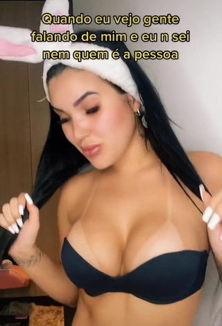 1. Sensual Alannis Proença Shows Cleavage in Black Bra