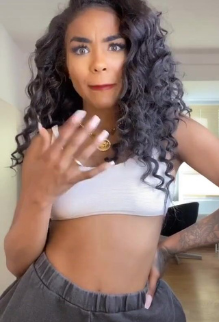 Erotic Alicia Awa in White Crop Top