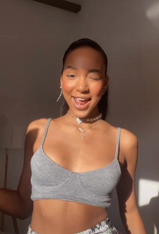 Captivating Alisha Kone Shows Cleavage in Grey Crop Top and Bouncing Tits