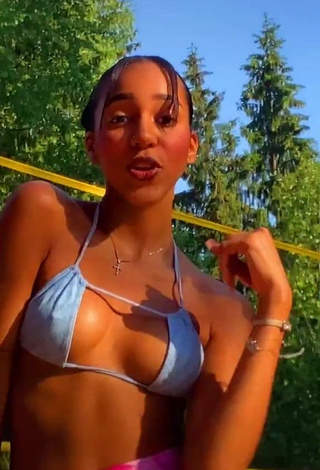 Captivating Alisha Kone Shows Cleavage in Blue Bikini Top (Side Boob)