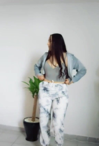 1. Captivating Andrea Magallanes Shows Cleavage in Grey Crop Top