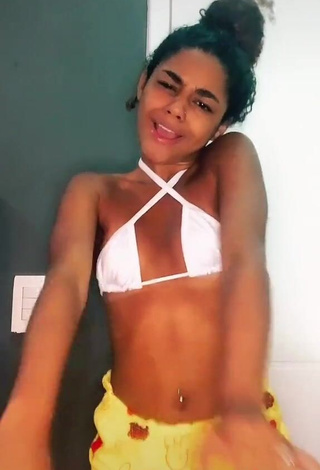 3. Hottie Angel Oficial Shows Cleavage in White Bikini Top (Side Boob)