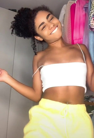 Sweet Angel Oficial Shows Cleavage in Cute White Crop Top