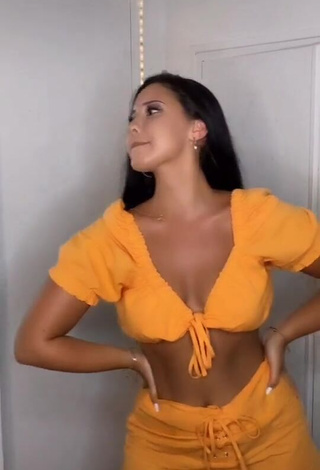 1. Hot Anissa Shows Cleavage in Orange Crop Top