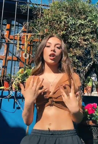 3. Sweetie Ariadna Leyes Shows Cleavage in Brown Crop Top