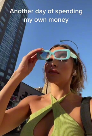 1. Beautiful Chantel Jeffries Shows Cleavage in Sexy Lime Green Crop Top in a Street