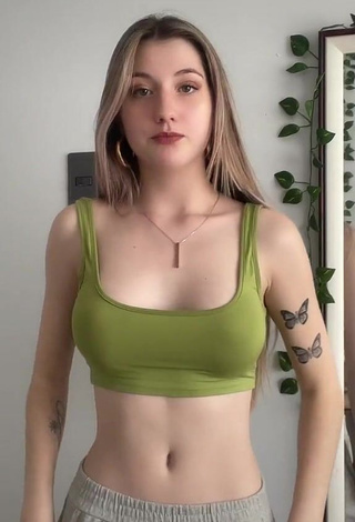 1. Captivating Constanza Javiera Shows Cleavage in Green Crop Top