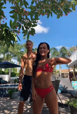 Irresistible Gabi Butler Shows Cleavage in Red Bikini