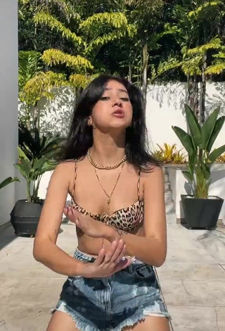 1. Sexy Rebeca Barreto in Leopard Bikini Top