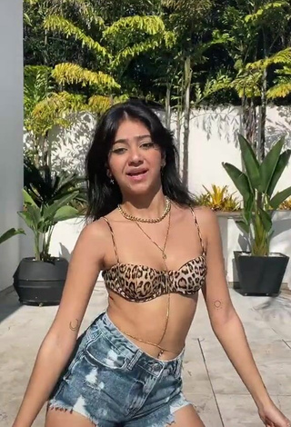 Sexy Rebeca Barreto in Leopard Bikini Top