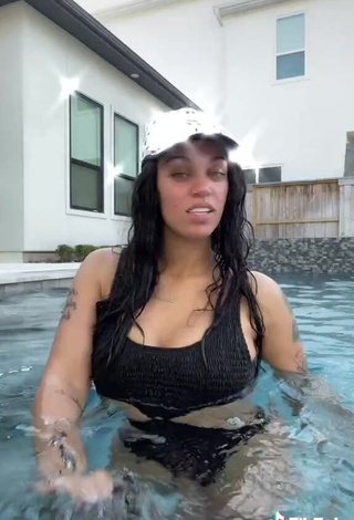 3. Irresistible Biannca Prince in Black Swimsuit at the Swimming Pool