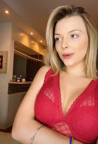 Irresistible Carol Bresolin Shows Cleavage in Red Crop Top