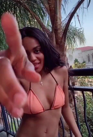 1. Erotic China Anne McClain in Peach Bikini Top on the Balcony