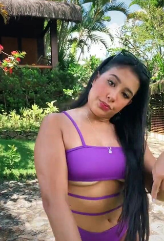 1. Erotic Cinthia Cruz in Violet Swimsuit (Underboob)