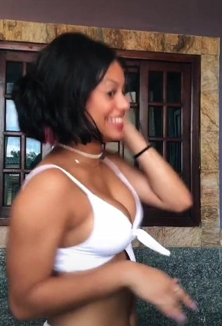 Erotic Maria Clara Garcia Shows Cleavage in White Bikini and Bouncing Boobs