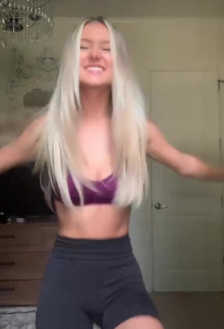 1. Captivating Brooklyn Gabby Shows Cleavage in Violet Sport Bra and Bouncing Boobs