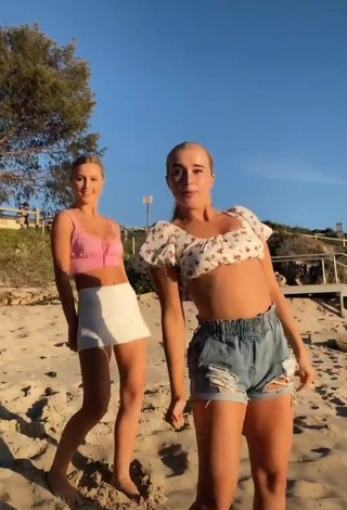 Hottie Caitlin Cummins in Pink Crop Top at the Beach