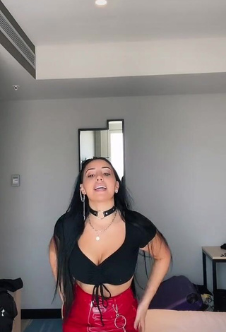 Sweet Carla Flila Shows Cleavage in Cute Black Crop Top