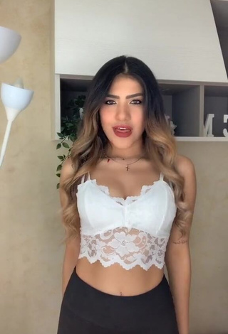 1. Irresistible Cassandra Tejada Shows Cleavage in White Crop Top