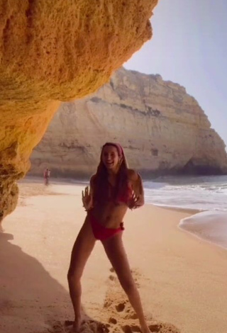 3. Irresistible Constanza Ariza in Red Bikini at the Beach