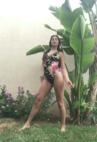 Erotic Danielle Haden in Floral Swimsuit