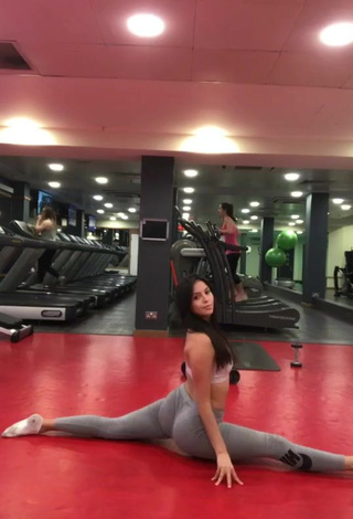 Erotic Danielle Haden in Grey Leggings while doing Fitness Exercises