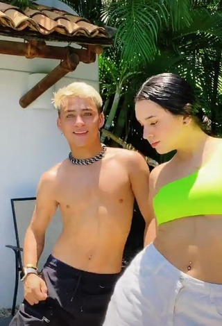 Amazing Dominik Elizabeth Reséndez Robledo in Hot Lime Green Crop Top