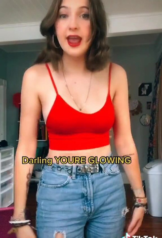 3. Captivating Katherine Donovan Shows Cleavage in Red Crop Top