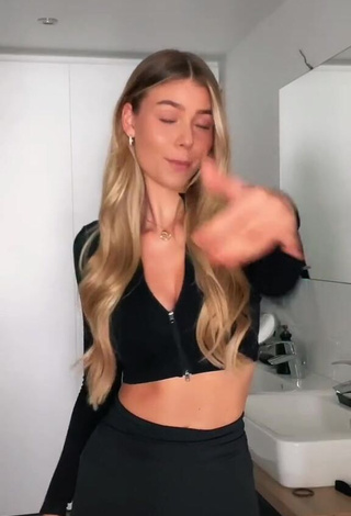 1. Cute Emilia.bte in Black Crop Top