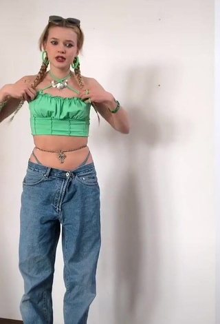 Hot Emily Maiova in Green Crop Top