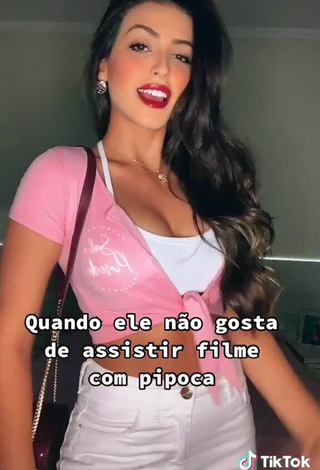 Elegant Isa Pinheiro Shows Cleavage in Crop Top