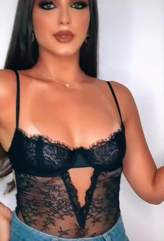 1. Erotic Isa Pinheiro Shows Cleavage in Black Lingerie