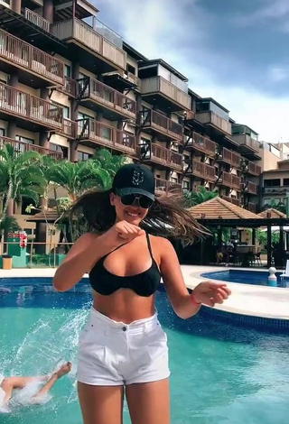 3. Cute Isa Pinheiro Shows Cleavage in Black Bikini Top