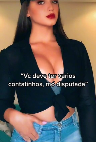 1. Cute Isa Pinheiro Shows Cleavage in Black Crop Top