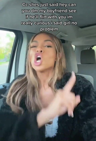 Seductive Law Shows Cleavage in a Car (Side Boob)