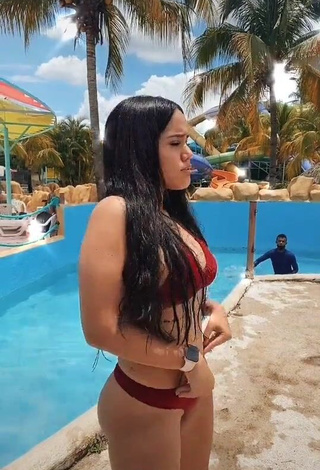 1. Irresistible Nicole Diaz Shows Cleavage in Red Bikini (Side Boob)