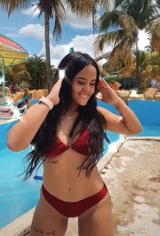 3. Irresistible Nicole Diaz Shows Cleavage in Red Bikini (Side Boob)