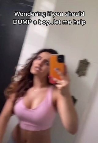 1. Sweet Victoria Vida Shows Cleavage in Cute Pink Crop Top