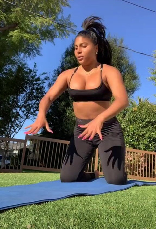 1. Erotic Candice in Black Leggings while doing Sports Exercises