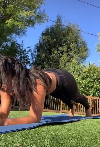 Erotic Candice in Black Leggings while doing Sports Exercises