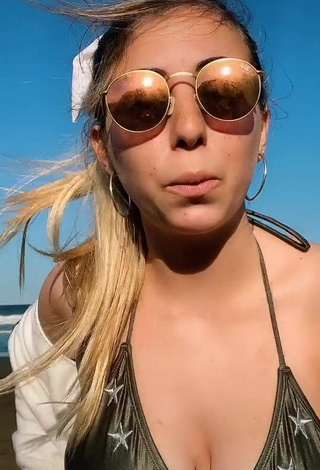 Cute Dany Consoli Shows Cleavage in Bikini Top at the Beach and Bouncing Breasts