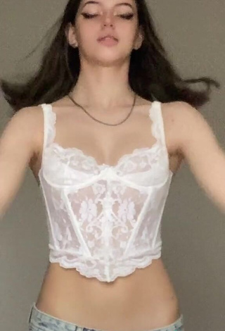 Captivating Julia Turati Shows Cleavage in White Crop Top