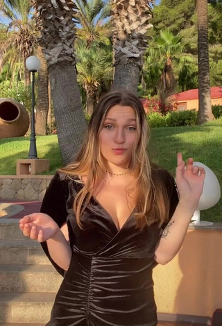 1. Erotic Lucy Lacht Shows Cleavage in Black Dress