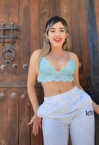 3. Hot Sharon Shirley Shows Cleavage in Blue Bra
