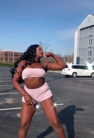 Captivating Skaibeauty Shows Cleavage in Pink Tube Top and Bouncing Boobs