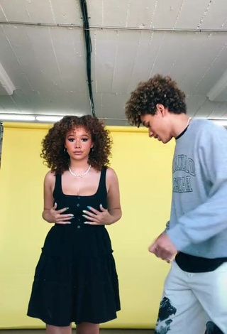 1. Cute Talia Jackson Shows Cleavage in Black Dress and Bouncing Tits