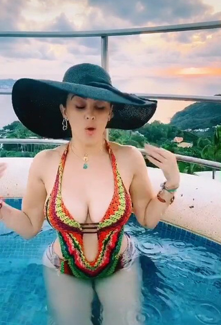 3. Irresistible Aracely Arámbula Shows Cleavage in Swimsuit at the Pool
