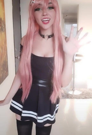 3. Cute Itsmidna Shows Cleavage in Black Dress