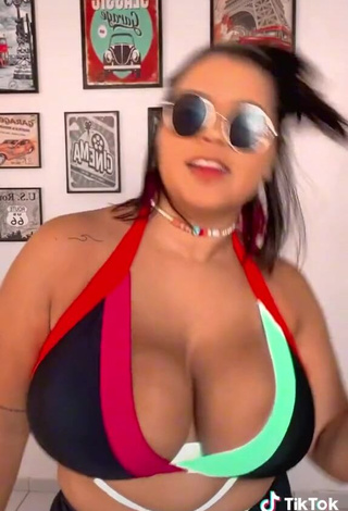 Erotic Allana Vasconcelos Shows Cleavage in Bikini Top and Bouncing Boobs