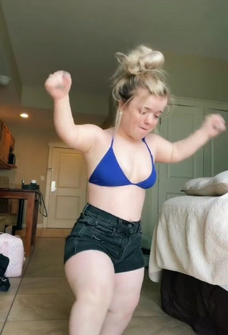 Irresistible Cassandra Mae Davis Shows Cleavage in Blue Bikini Top and Bouncing Breasts